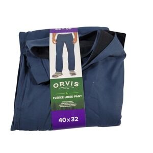 Orvis Mens 40x32 Blue Fleece Lined Stretch Water Repellent Pant Classic